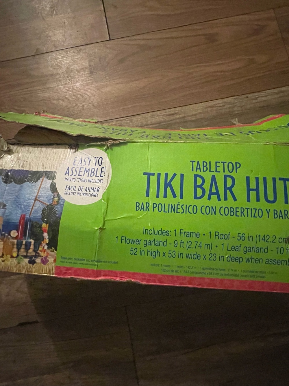 Tabletop Tiki Bar Hut Party Decor - Bright Green